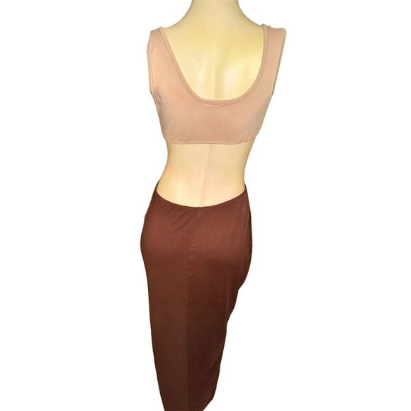Hello Baby cut out block color Maxi Dress - Brown/combo size M - Picture 12 of 14